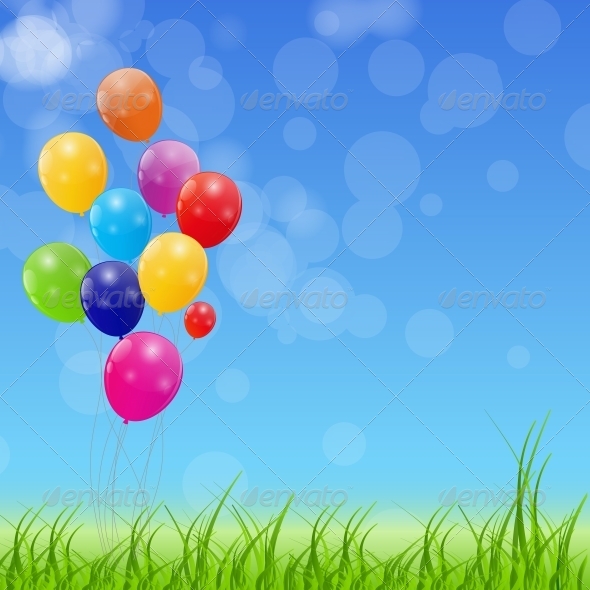 Color Glossy Balloons Background Vector - Birthdays Seasons/Holidays