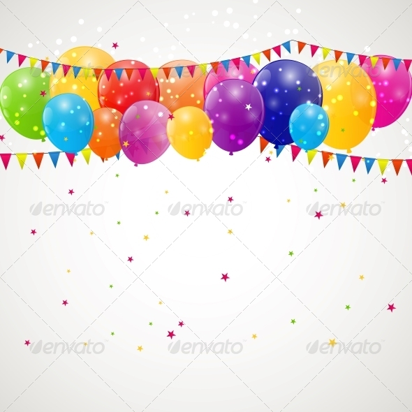 Color Glossy Balloons Background, Vector - Birthdays Seasons/Holidays