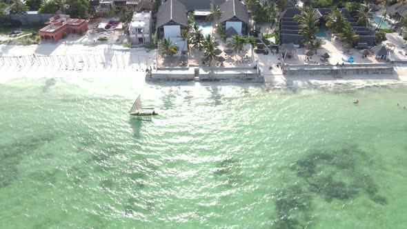 Boats in the Ocean Near the Coast of Zanzibar Tanzania Slow Motion alt