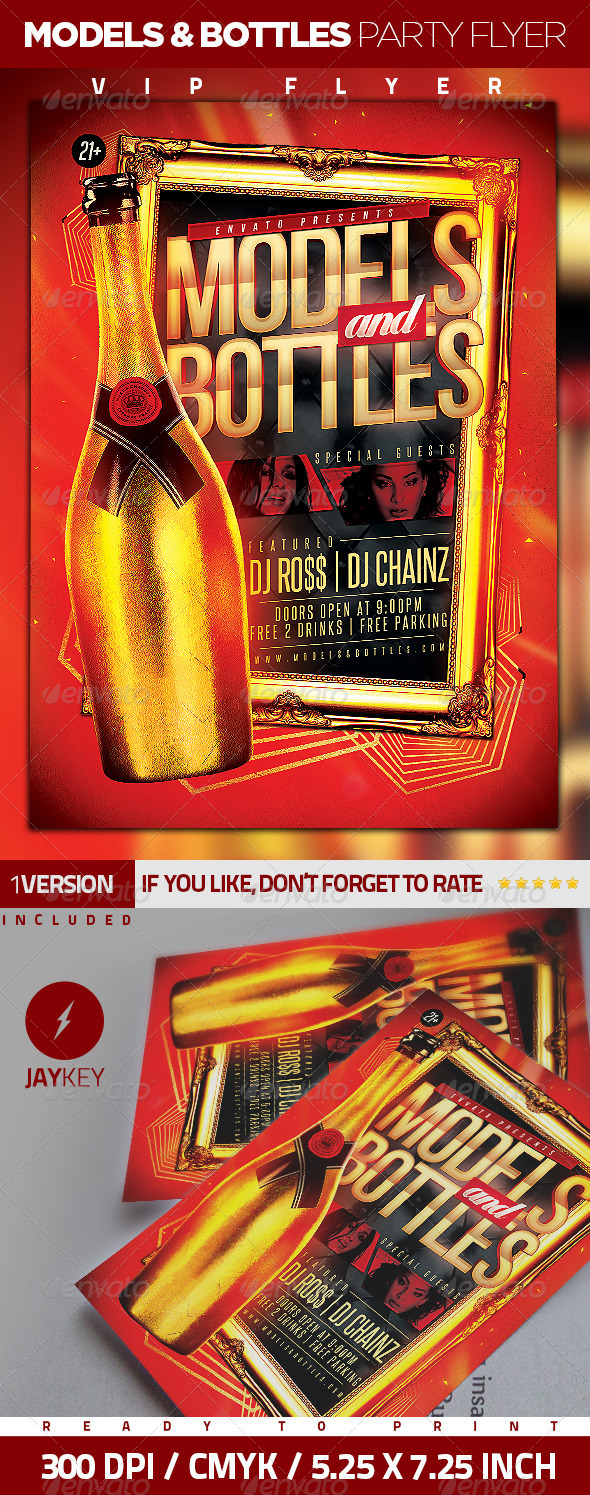 Models and Bottles Party Flyer - Flyers Print Templates