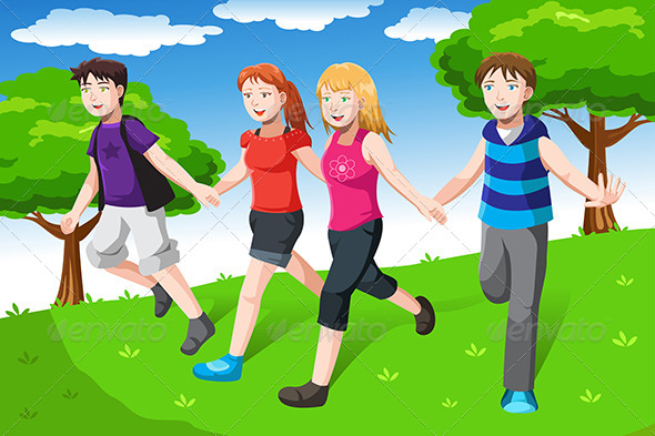 Friends Holding Hands - People Characters