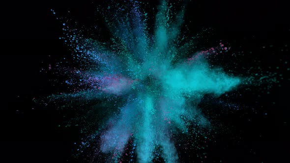 Super Slowmotion Shot of Color Powder Explosion Isolated on Black Background at 1000Fps alt