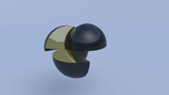 Black Plastic Sphere is Assembled From Pieces Intro Able to Loop Seamless alt