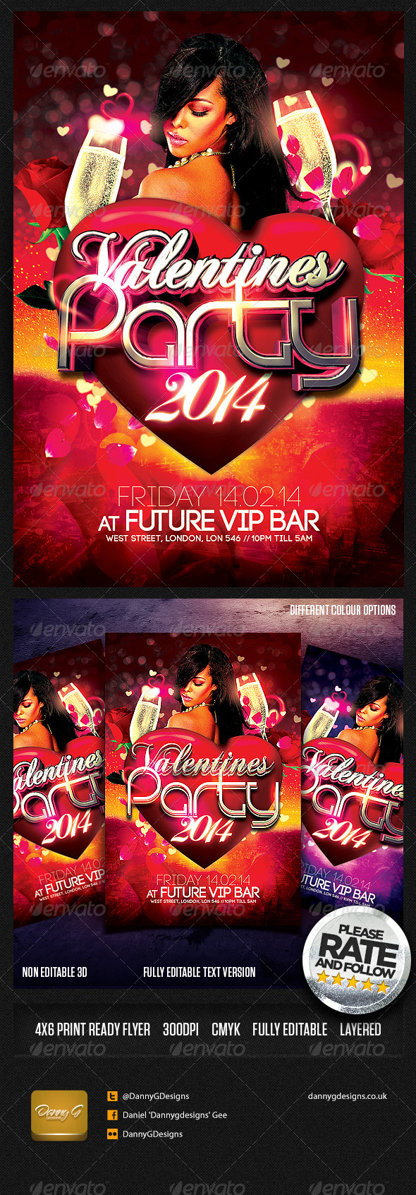 Valentines Party 2014 Flyer Template - Clubs & Parties Events