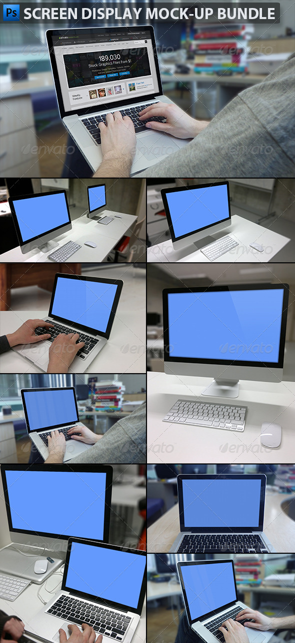 Screen Display Mock-up Bundle - Displays Product Mock-Ups