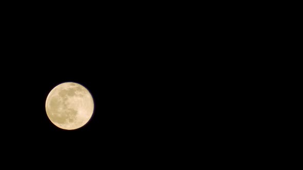 Yellow Full Moon at Dark Night Background