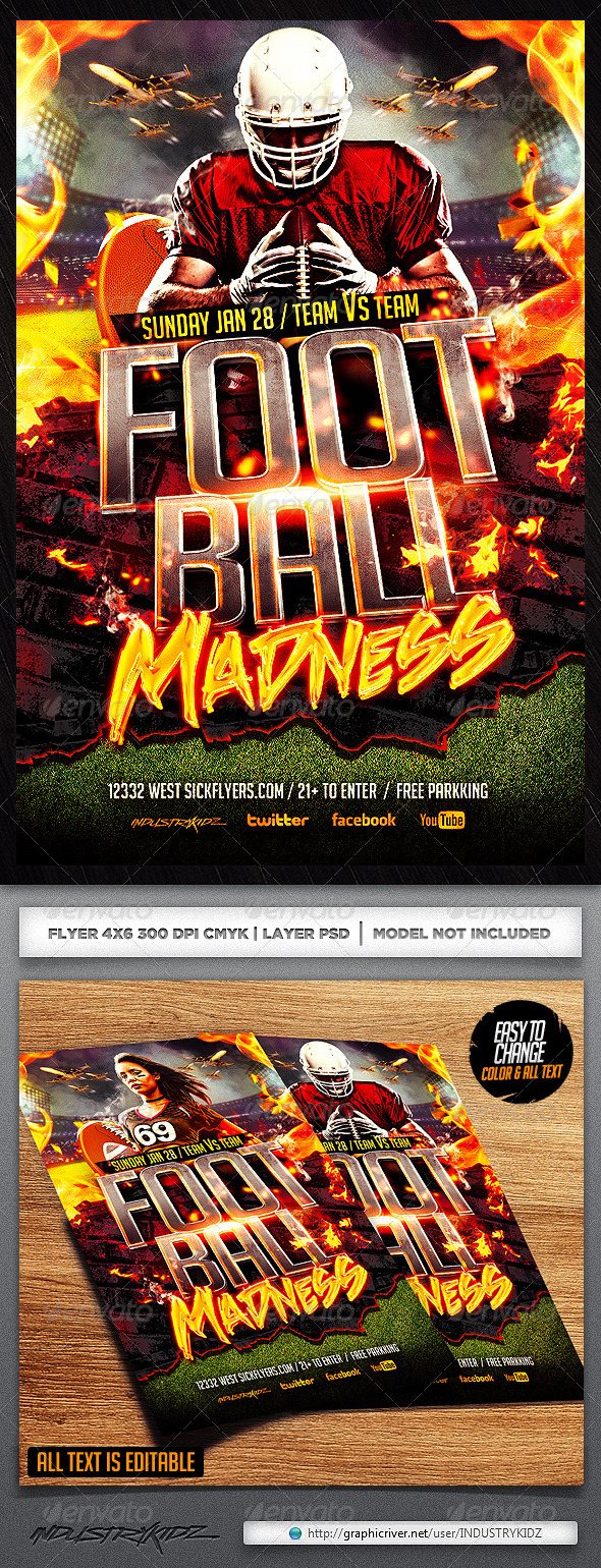 Football Madness Flyer Template - Sports Events