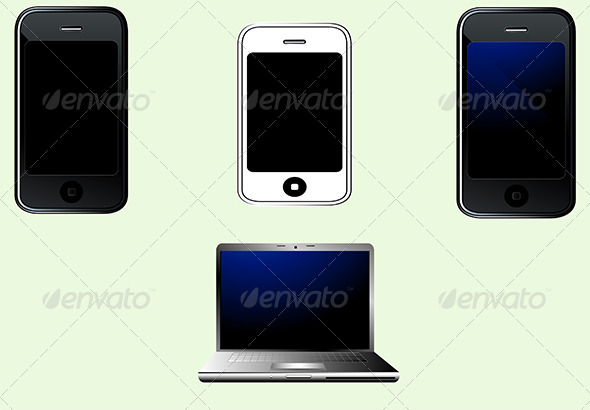 Realistic Smart Phones and Laptop Set - Technology Conceptual