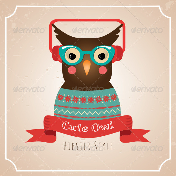 Illustration of Hipster Owl - Illustrations Graphics