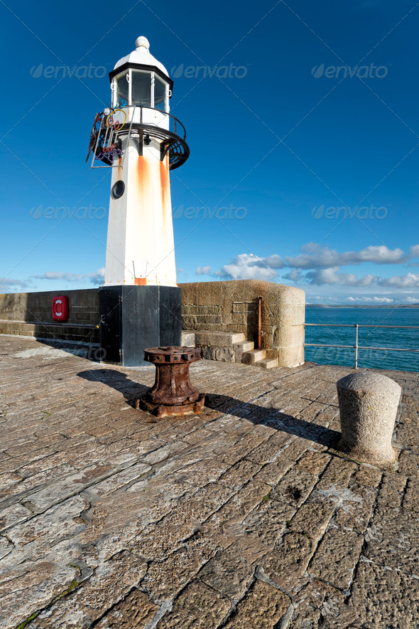 Lighthouse at St Ives - Stock Photo - Images