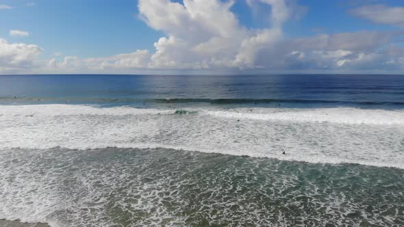 Waves Crashing Surfers Surfing Aerial 4 K