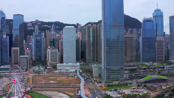 The Hong Kong Observation Wheel and IFC Skyscrapers at the New Central Harbourfront, Central alt