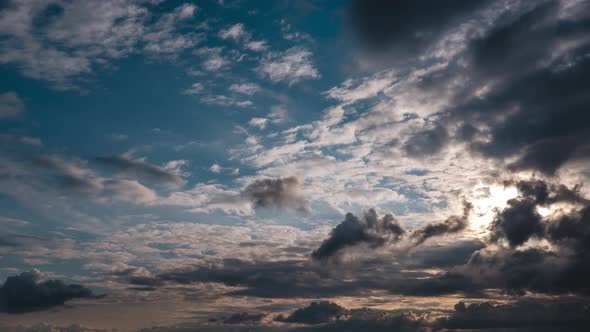 Leyers Cumulus Clouds Moves in Blue Dramatic Sky Cirrus Cloud Space Timelapse alt