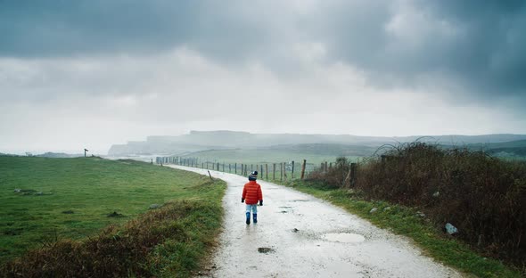 Child From Back Walk on Country Road to the Ocean alt
