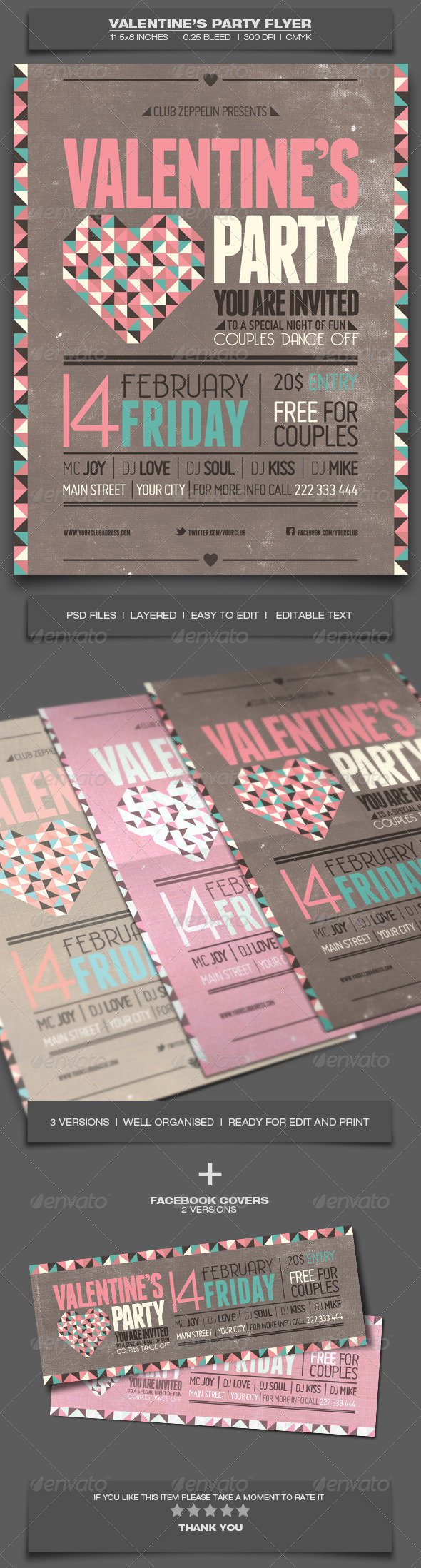 Valentine's Day Party - Event Flyer Template 5 - Holidays Events
