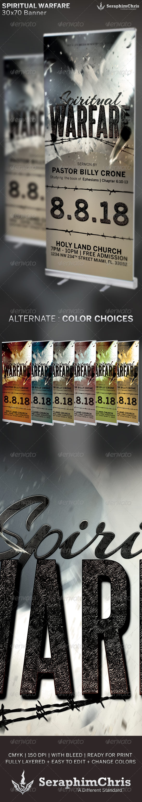 Spiritual Warfare: Church Banner Template - Signage Print Templates