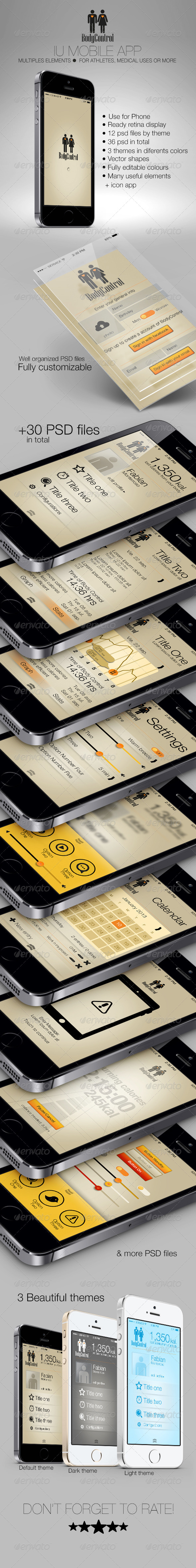 fitness UI Pro Mobile Template Retina Display - User Interfaces Web Elements