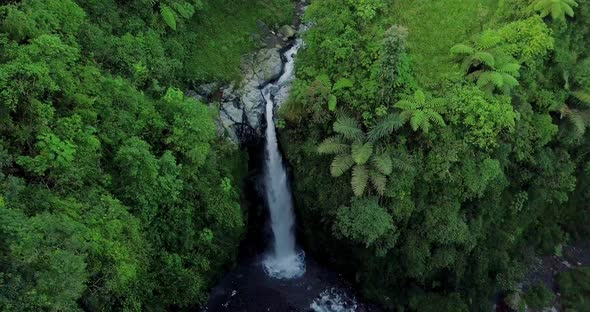 Drone shot of nature view of waterfall with surrounding vegetation. nature is still beautiful named alt