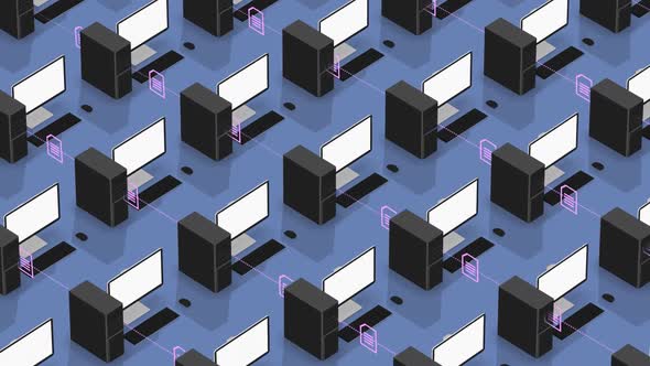 Computer network. Data is transferred between multiple PCs. Sharing, bakup files alt