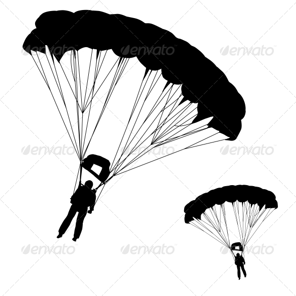 Skydiver Silhouettes Parachuting by aarrows | GraphicRiver