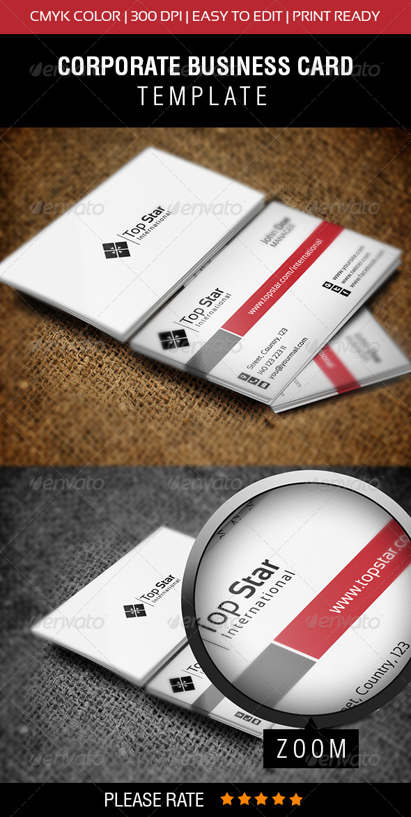 Top Star Business Card - Corporate Business Cards