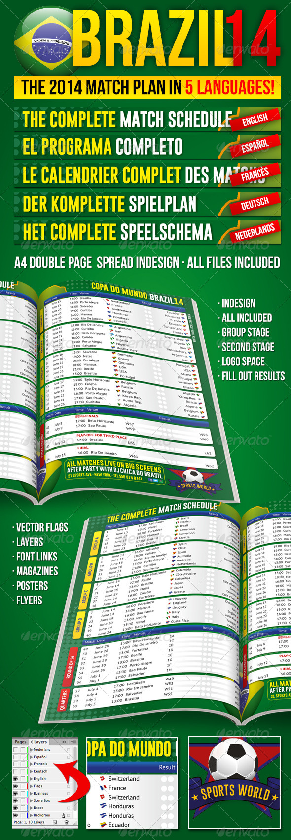 Brazil14 Match Schedule in 5 languages - Sports Events