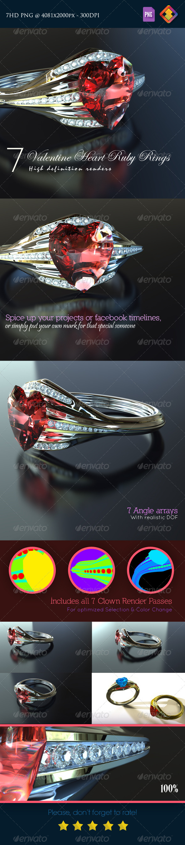 Valentine Heart Ruby Rings