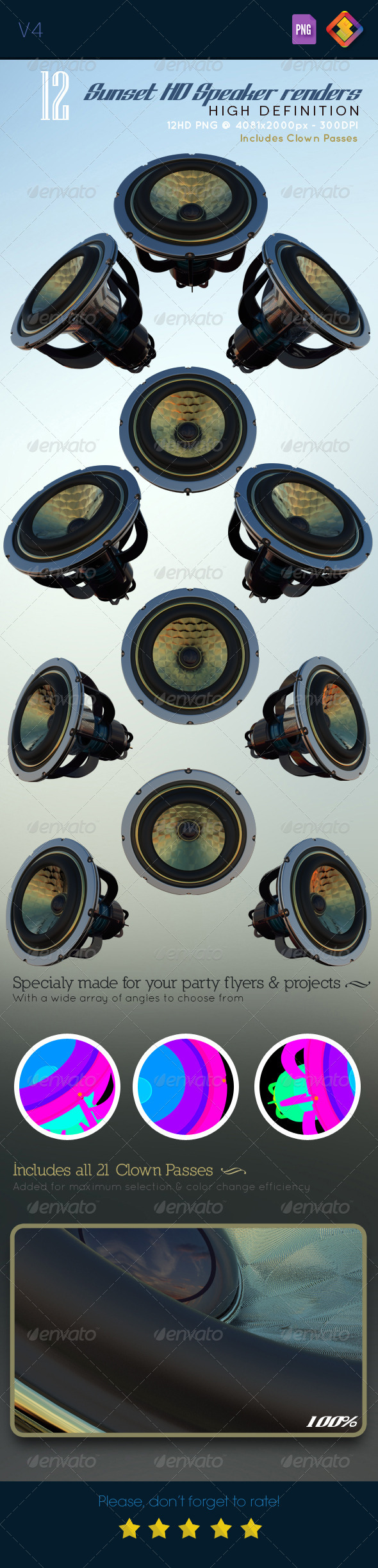 Sunset HD Speaker Renders V4 - Technology 3D Renders