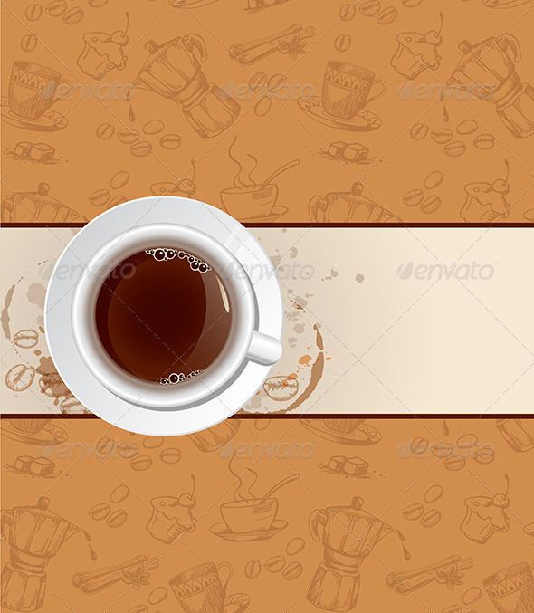 Coffee Background and Cup - Food Objects