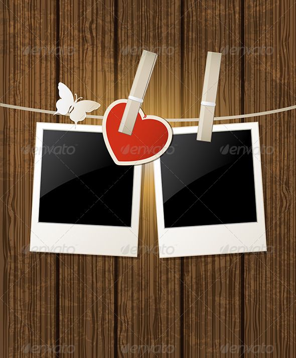 Background with Photo and Red Heart - Valentines Seasons/Holidays