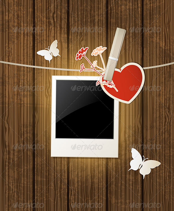Background with Photo and Red Heart - Valentines Seasons/Holidays