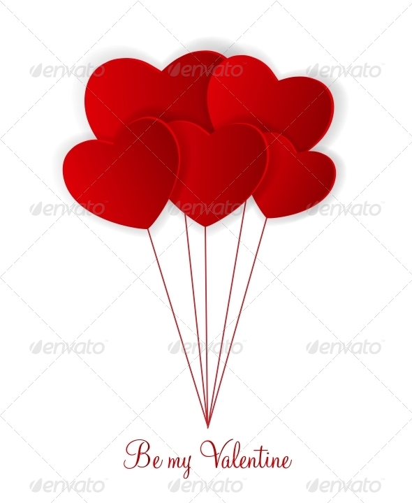 Happy Valentines Day Card with Hearts - Valentines Seasons/Holidays