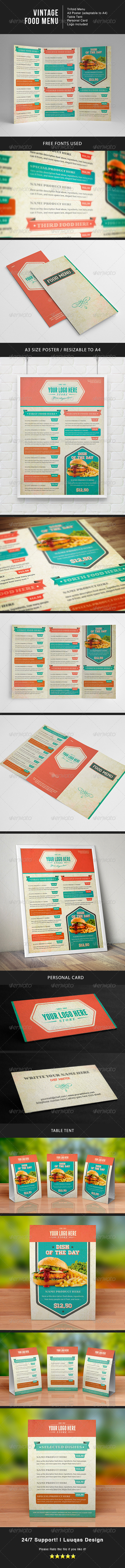 Vintage Food Menu - Food Menus Print Templates