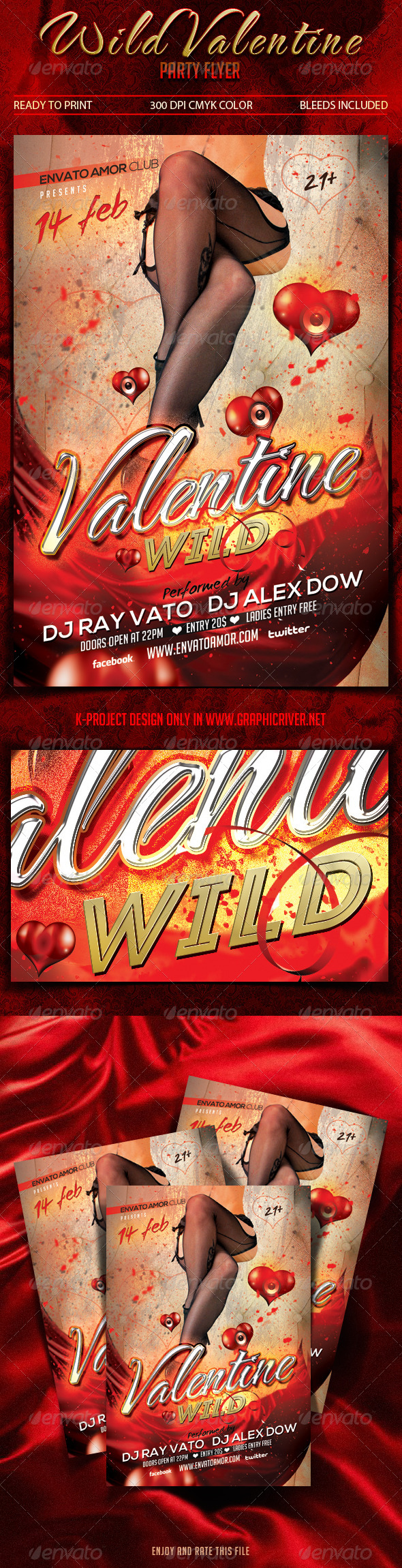 Wild Valentine Party Flyer - Clubs & Parties Events