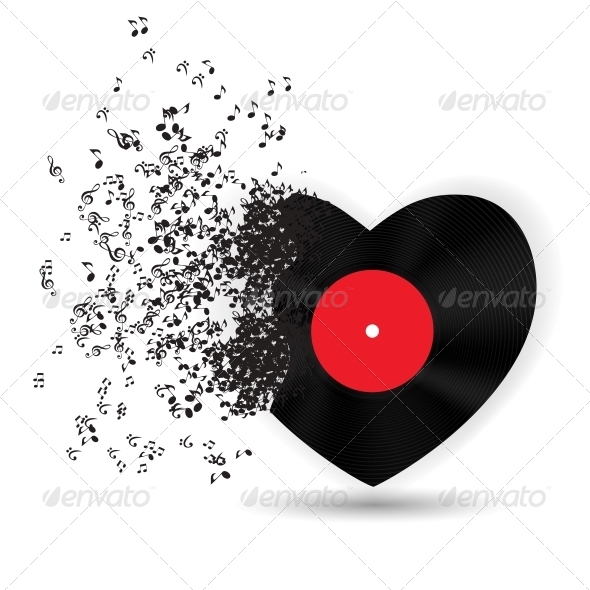 Happy Valentines Day Card with Heart and Music - Valentines Seasons/Holidays