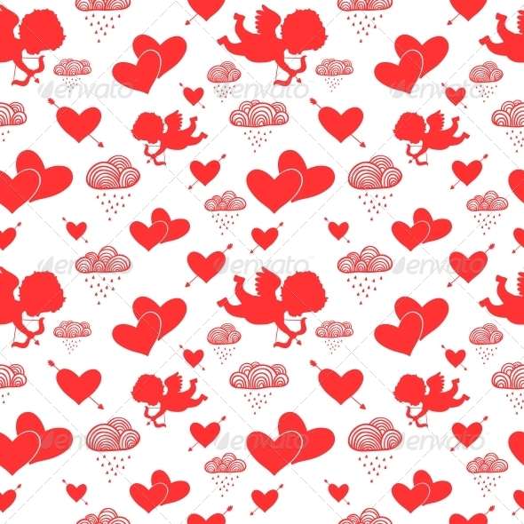 Love letters, hearts and arrows Seamless Valentine's Pattern