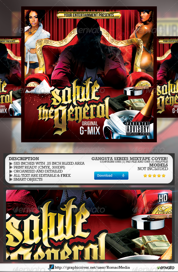 Salute the General CD Cover - CD & DVD Artwork Print Templates