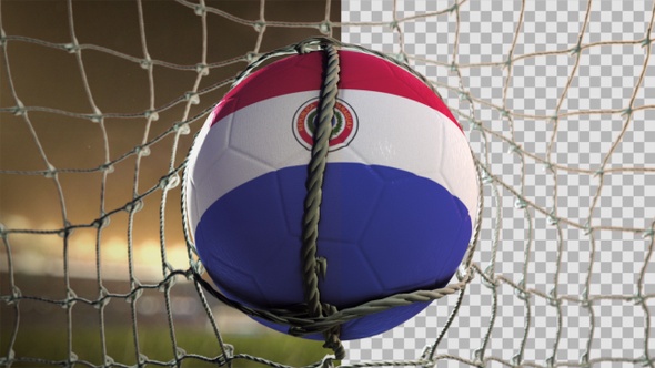Soccer Ball Scoring Goal Night Frontal - Paraguay