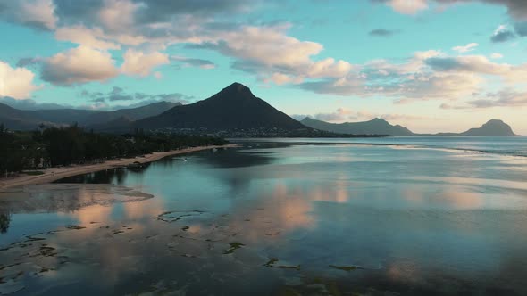 Mountain beach island drone