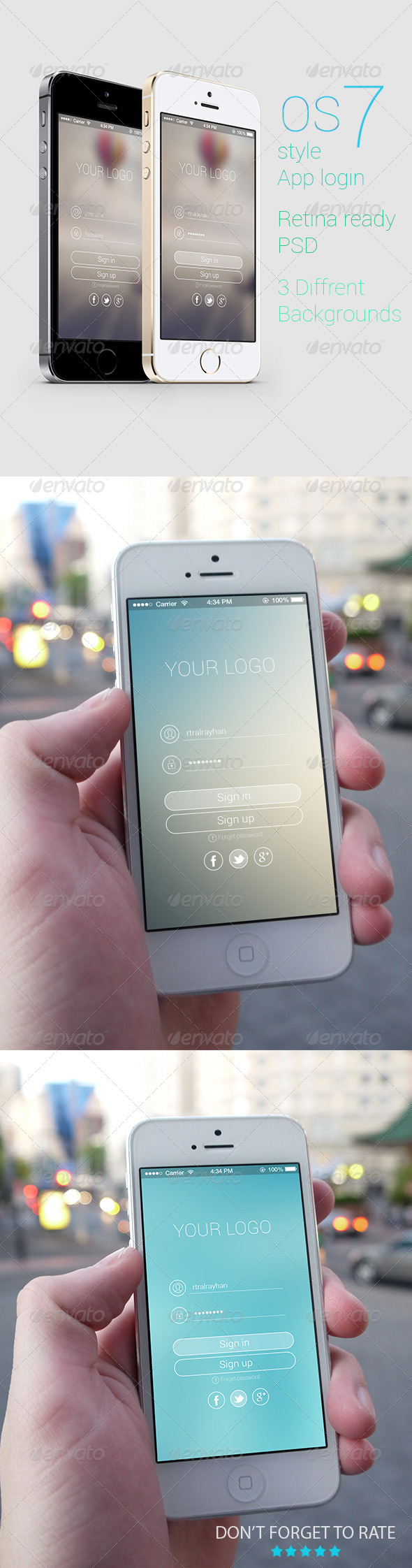 OS 7 Style Phone App login - User Interfaces Web Elements