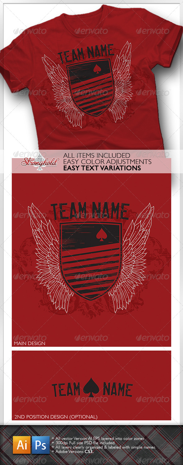 Rugby Style T-Shirt Template - Grunge Designs