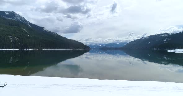 Snowmobile Winter Scene Frozen Lake High Speed Closeup Aerial Reflection Extreme Sports alt