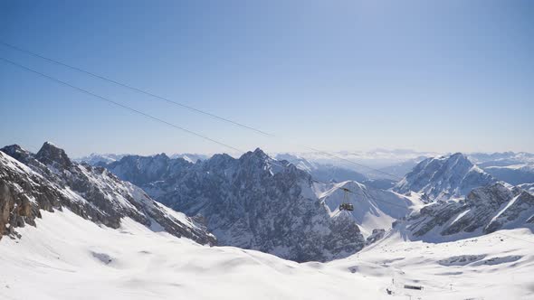Funicular in winter mountains alt