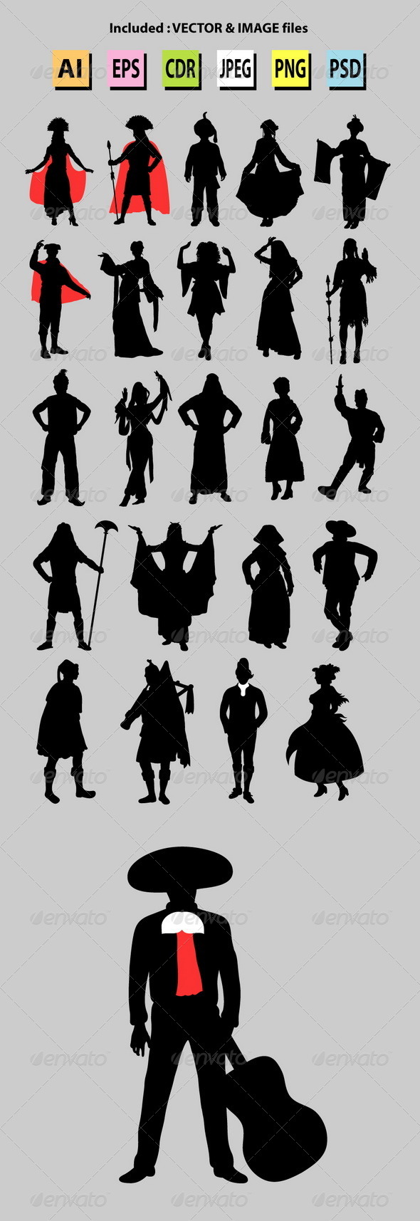 Nationalities Silhouette - People Characters