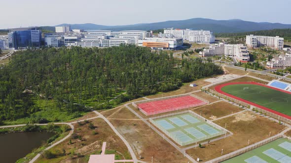View From a Drone on the Campus of the Far Eastern Federal University FEFU alt