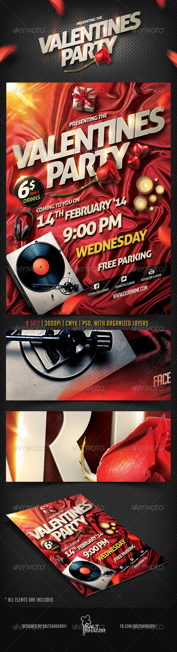 Valentine Party Flyer Template - Clubs & Parties Events