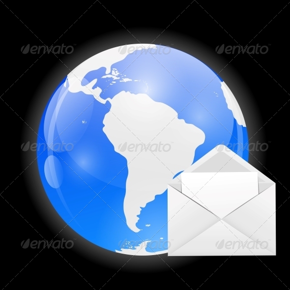 Globe with Mail Vector Illustration - Web Technology