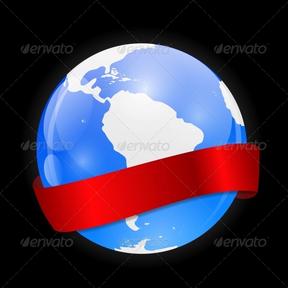 Globe Icon with Ribbon - Web Technology