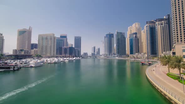 View of Modern Skyscrapers in Dubai Marina Timelapse Hyperlapse alt