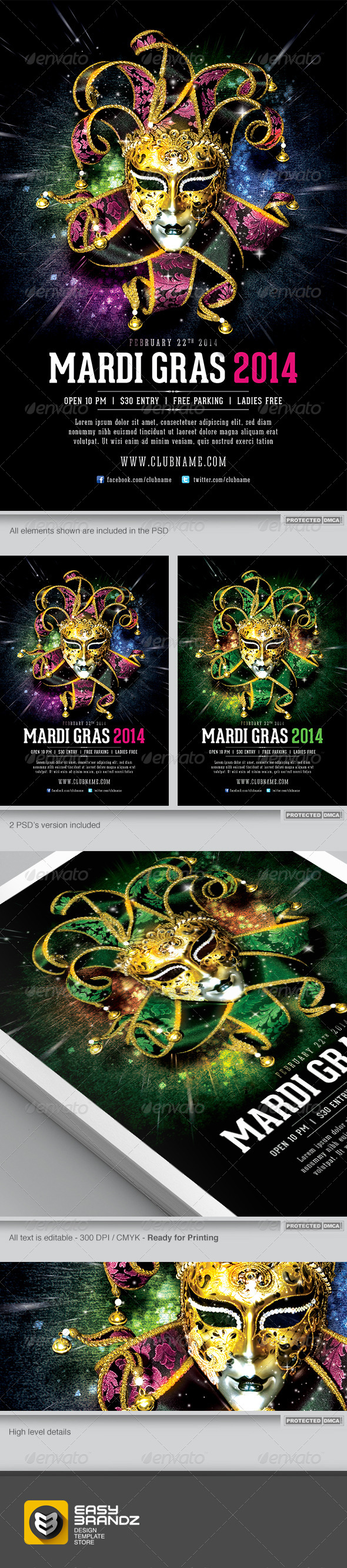Mardi Gras 2014 Flyer Template - Events Flyers